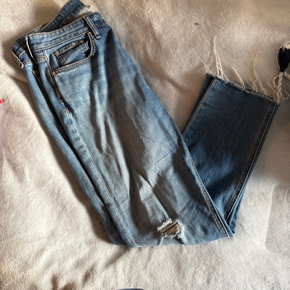 Rag & Bone distressed boyfriend slim ankle jeans
